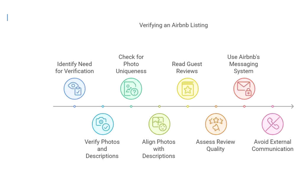 Diagram showing steps for verifying an Airbnb listing