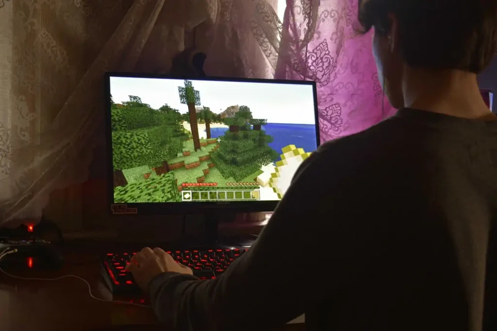 player exploring a virtual game 