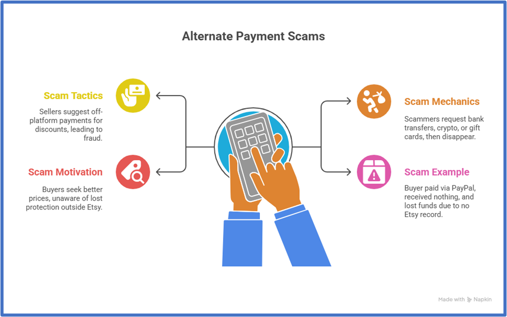 Etsy scams: how off-platform payment fraud works and why buyers risk losing protection outside Etsy