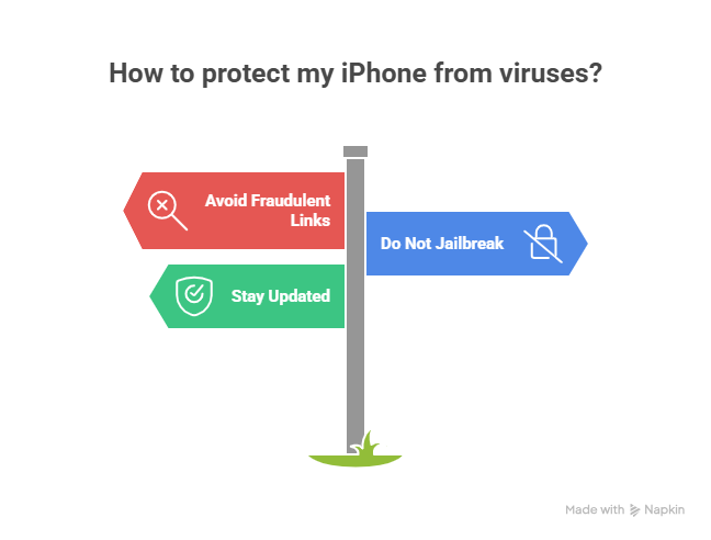 Steps on how to check for a virus on your iPhone and protect it by avoiding fake links or jailbreaks